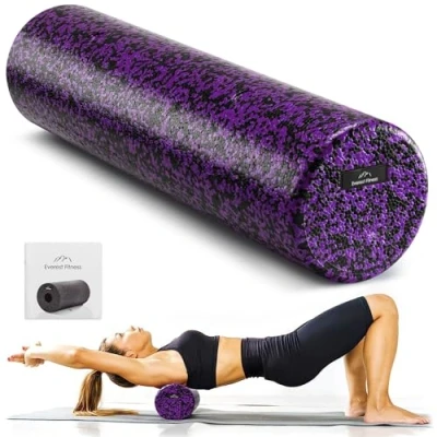 Abbildung von EVEREST Fitness 60cm Faszienrolle Schaumstoffrolle Rolle für Rücken Beine Po Rückenrolle Pilates und Yoga Gymnastikrolle Foam Roller Schwarz/Lila