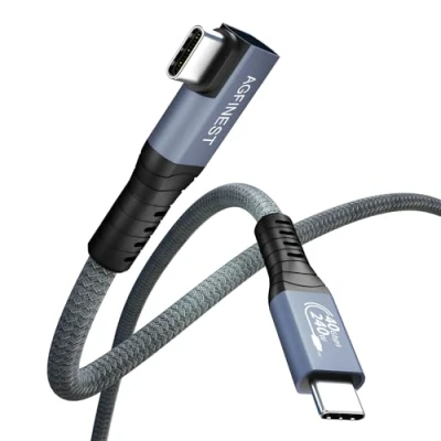 Abbildung von AGFINEST USB4 Kabel, 240 W, Kabel für Thunderbolt 4, kompatibel mit 3/USB4, USB C 40 Gbit/s, PD 3.1 140 W 8K60 Hz HDR Video Transfer MacBook M1 M2, Mac mini (rechtwinklig,