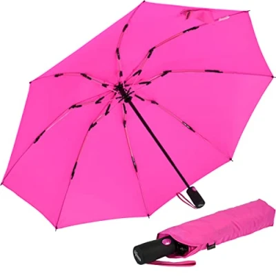 Abbildung von iX brella Sturmschirm Voll Fiberglas Taschenschirm groß 106 cm mit farbigen Speichen neon pink