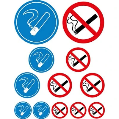 Abbildung von Nation 12 Stück Rauchen Verboten Aufkleber Sicherheitshinweis Verbotsschild Infoschild Zigaretten Nicht gestattet Warnzeichen Selbstklebende Karte Sticker R027