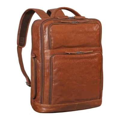 Abbildung von STILORD &#039;Jayden&#039; Business Rucksack Herren Leder Groß Vintage mit Laptopfach 15 Zoll DIN A4 Tagesrucksack Echt Leder, Farbe:maraska braun, M
