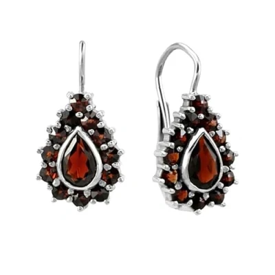 Abbildung von SILVEGO Damen Ohrringe SOLTAR aus 925 Sterling Silber mit echten Granaten Tschechien