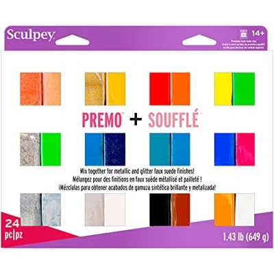 Abbildung von Sculpey Soufflé™ &amp; Premo™ Premium, Polymer Back Ton, 24 einzigartige Farben, ungiftig, 5,2 kg, ideal für Schmuckherstellung, Urlaub, DIY, gemischte Medien und mehr