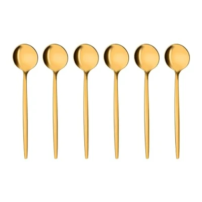 Abbildung von GRÄWE Kaffeelöffel Provence, gold, 6 Stück, spülmaschinengeeignet, Dessertlöffel, Kaffee Löffel aus Edelstahl, kleiner