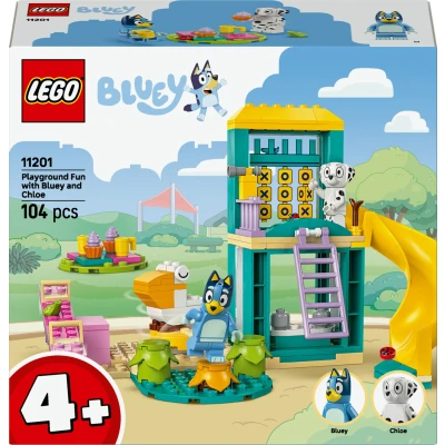 Abbildung von Bluey und Chloe auf dem Spielplatz