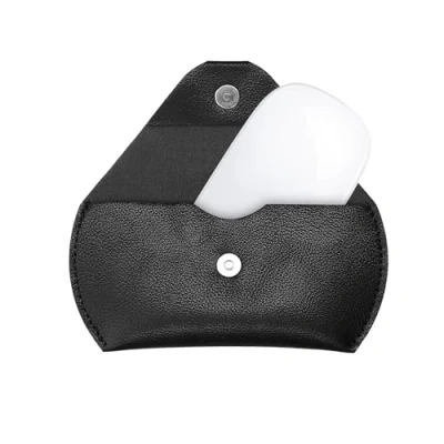 Abbildung von kwmobile Maus Schutzhülle kompatibel mit Apple Magic Mouse 1 / 2 Logitech Pebble Wireless Hülle Kunstleder für PC PU Leder Cover Computer Schwarz