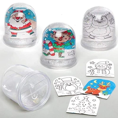 Abbildung von Baker Ross AX490 weihnachtliche Schneekugel Kits zum Anmalen, 4 Stück, basteln Sie Ihre eigenen festlichen Kunst und Bastelarbeiten für Weihnachtsaktivitäten