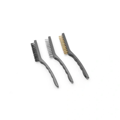 Abbildung von HENDI Grillbürsten 3 Stk. 17,8 cm Edelstahl / Messing Nyslon Borsten PP Griff, Grill Drahtbürsten Set