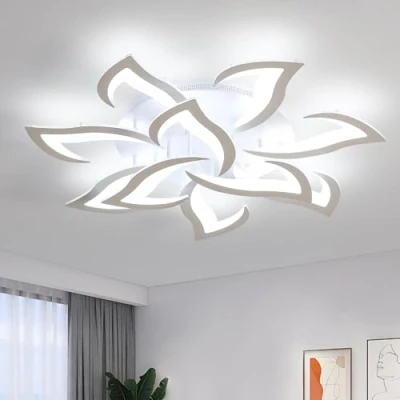 Abbildung von Comely Deckenlampe LED 84W mit 10 Köpfen im Blumenstil, Deckenleuchte Modern aus Eisen und Acryl, Wohnzimmer 6500K für Schlafzimmer, Küche Büro
