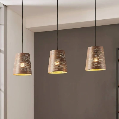 Abbildung von EGLO Pendelleuchte Segezia, 3 flammige Hängelampe, Hängeleuchte aus Metall in Mokka, Gold, Esstischlampe, Wohnzimmerlampe hängend E27