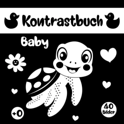 Abbildung von Kontrastbuch für Baby ab 0 Monate: Schwarz und Weißes Bilderbuch Neugeborene Kinder zur Förderung der visuellen Fähigkeiten ihres Kindes