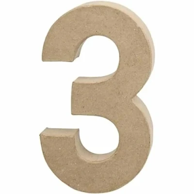 Abbildung von Creativ 26631 Pappmaché Nummer 3, 20 cm, Beige