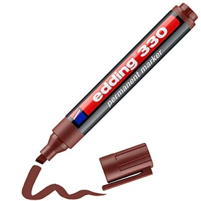 Abbildung von edding 330 Permanentmarker braun 1 Stift Keil Spitze 5 mm wasserfest, schnell trocknend wischfest für Karton, Kunststoff, Glas, Holz, Metall, Glas