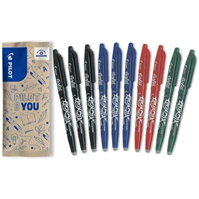 Abbildung von PILOT FriXion Ball 0.7 Set 10 Stück: 3x Blau/Schwarz, 2x Rot/Grün Radierbare Tintenroller 04 mm Strichstärke, angenehme Schreibführung beim Schreiben, thermosensitive Tinte, austauschbare Mine