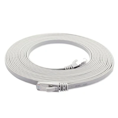 Abbildung von 1aTTack.de 0,25m weiß 1 Stück Cat7 Flachkabel Netzwerkkabel Cat 7 Rohkabel Gigabit Lan (10Gbit/s) Flachbandkabel Verlegekabel Patchkabel Flach Slim Rj 45 Stecker Cat6a