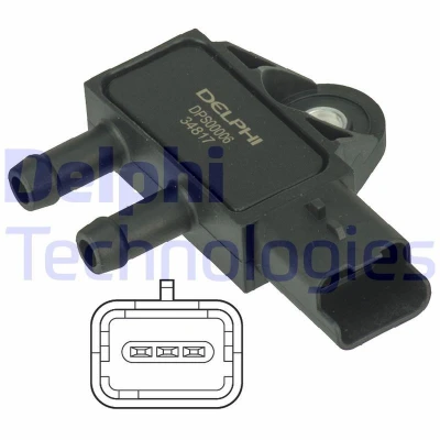 Abbildung von DELPHI DPS00006 Sensor, Abgasdruck PEUGEOT: Boxer Van, Partner II Tepee, 206 SW, CITROËN: C4 I Grand Picasso, Berlingo II, Hatchback