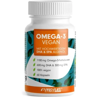 Abbildung von Omega 3 vegan Kapseln 60x 2000 mg Algenöl pro Tag hochdosiert: 600 DHA + 300 EPA hochwertige mit &amp; (2:1)