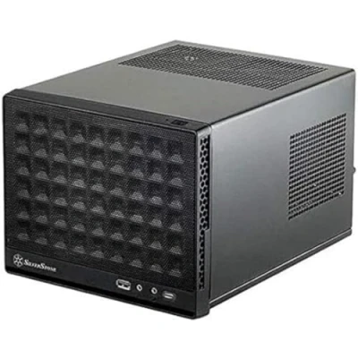 Abbildung von Silverstone SST SG13B C Sugo Mini ITX kompaktes Cube Gehäuse, Mesh Frontblende, USB Typ Anschluss am Front Panel, schwarz
