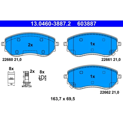 Abbildung von ATE 13.0460 3887.2 Bremsbelagsatz mit akustischer Verschleißwarnung Bremssattelschrauben Zubehör NISSAN: NP300 Navara Pickup