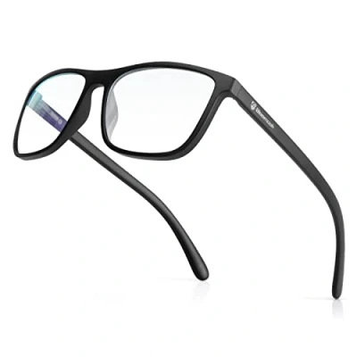 Abbildung von Bloomoak 99% Blaulicht blockierende Brille Gaming blendfrei Anti Ermüdung geeignet für Bildschirme, Spiele, Fernseher (Hellgrau 43% Rechteckiger Rahmen)
