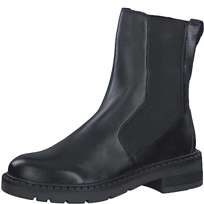 Abbildung von MARCO TOZZI Damen Chelsea Boots aus Leder mit Absatz, Schwarz (Black), 36