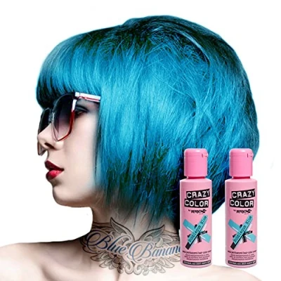 Abbildung von 2x Crazy Color Semi Permanente Haarfarbe 100ml (Bubblegum Blue Blau)