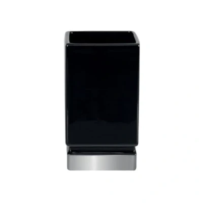 Abbildung von Spirella Zahnputzbecher Zahnbürstenhalter Porzellan Roma 7x12 cm Schwarz/Silber