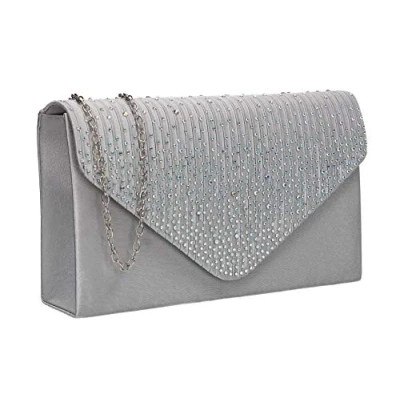 Abbildung von SwankySwans Damen Clutch Abby mit Strasssteinen, Umschlag Stil, Silberfarben, Einheitsgröße