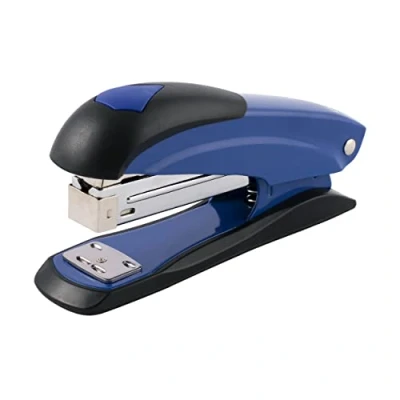 Abbildung von D.RECT 3019 Heftgerät aus Metall Metallheftgerät, Büroheftgerät, Tischheftgerät Hefter 30 Blatt Tacker für Büro den Schreibtisch 104034, Blau/Schwarz