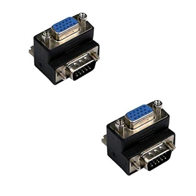 Abbildung von baolongking Rechtwinkliger VGA Stecker auf Buchse, 15 polig, SVGA Konverter Adapter Anschluss für LCD Monitor, TV Anschluss, 2 Stück