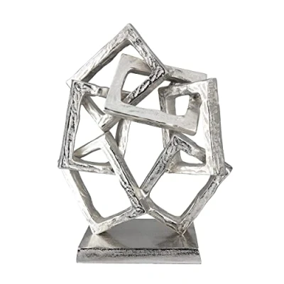 Abbildung von GILDE Deko Skulptur Objekt Square Quadrate aus Aluminium Farbe: Silber Höhe 37 cm