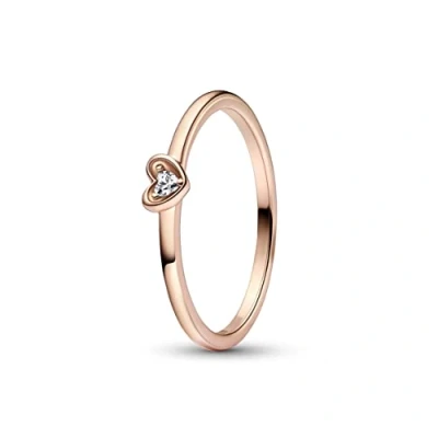 Abbildung von PANDORA Strahlendes Herz Ring aus Sterlingsilber mit Zirkonia in der Farbe Roségold, Moments Collection, Gr.52, 182495C01 52