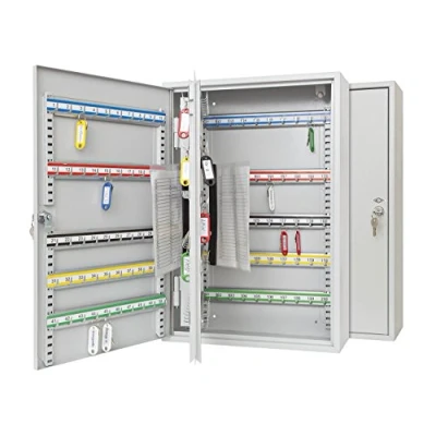 Abbildung von Wedo 10272037X Schlüsselschrank für 200 Haken, pulverbeschichtetes Stahlblech 38 x 14 55 cm, Sicherheitsschloss inklusive 2 Schlüssel, Hakenleiste individuell verstellbar) lichtgrau