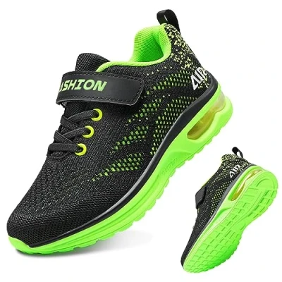 Abbildung von ASHION Turnschuhe Kinder Sneaker Kinderschuhe Mesh Atmungsaktiv Outdoor Laufschuhe(Grün,38EU)