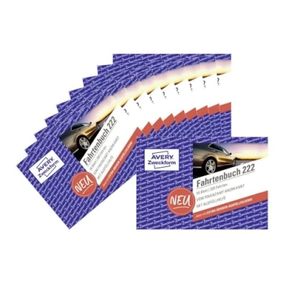 Abbildung von AVERY Zweckform 222 10 Fahrtenbuch (für PKW, vom Finanzamt anerkannt, A6 quer, 112 Seiten385 Fahrten, für Deutschland &amp; Österreich zur Abgrenzung privater/geschäftlicher Fahrten) 10er Pack