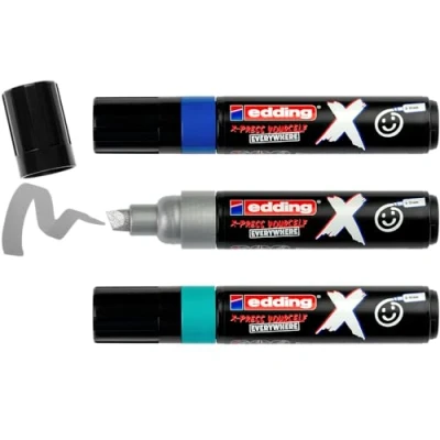 Abbildung von edding X Multimarker Ocean Colour Set 3 mit pigmentierter Tinte auf Wasserbasis Keilspitze 2 10 mm für T Shirts, Sneaker, Handyhüllen und mehr