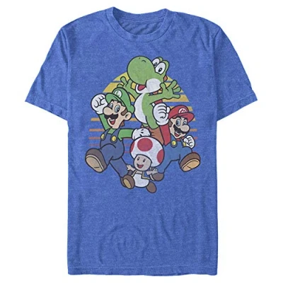 Abbildung von Nintendo Herren Mario and Friends Circle Retro T Shirt, Royal Blue Heather, Mittel