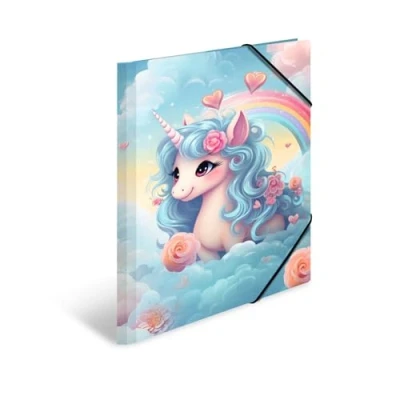 Abbildung von HERMA Sammelmappen A3 Happy Einhorn Set, 3 Stück, Eckspanner Mappen aus Pappe mit Kindergarten Motiv, Gummizug, Innenklappen und Innendruck für Jungen, Mädchen Kinder