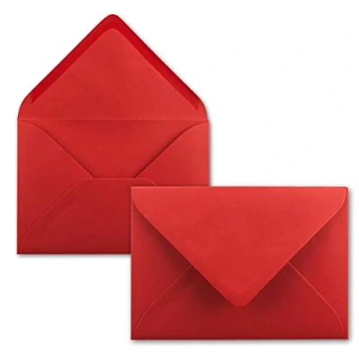 Abbildung von 25 Mini Brief Umschläge Rot 5,2 x 7,6 cm Miniatur Kuverts mit Nassklebung für Blumen Grüße, Grußkarten, Anhänger &amp; Geld Geschenke FarbenFroh by GUSTAV NEUSER