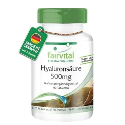 Abbildung von Fairvital Hyaluronsäure 500 mg 90 Tabletten mit Zink für Haut, Haare und Knochen hochdosiert vegan Made in Germany