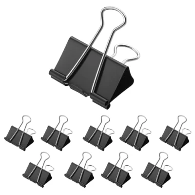 Abbildung von Westcott Foldback Klammern 50mm Schwarz 12 Stück 12er Pack Metall für Dokumente stabile und wiederverwendbare Papierklammern Klemmen Büro Haushalt E 10705 00