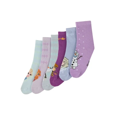 Abbildung von Disney Frozen ANNA ELSA 6 PAAR Socken für Kinder, Größe: 27 30, Mehrfarbig