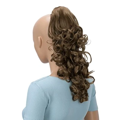 Abbildung von CAISHA 40cm Haarzopf Lily Haarteil mit Butterflyklammer Pferdeschwanz Haarverlängerung Voluminös Gewellt Mittelbraun H205