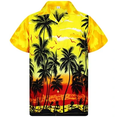 Abbildung von V.H.O. Funky Hawaii Hemd, Herren, Kurzarm, Beach, Gelb, XL