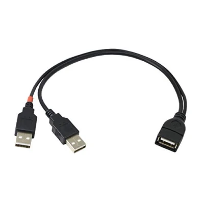 Abbildung von USB 2.0 Verlängerungskabel CERRXIAN Ein Power Enhancer Y Splitter Hub Adapterkabel, 1 Buchse auf 2 Male Daten Ladekabel (30CM)