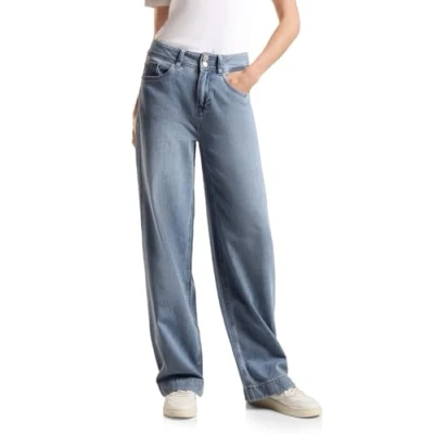 Abbildung von STREET ONE Damen A377996 Jeans Wide Leg, Light Blue Washed, 32W / 32L