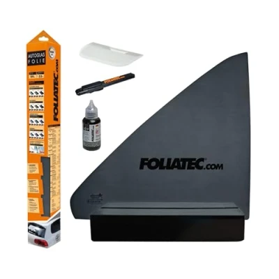 Abbildung von FOLIATEC Scheibentönungsfolie Tönungsfolie für Autoscheiben, BLACKNIGHT Dark, 51x400cm + 76x152cm, mit ABG, 85% Verdunkelung