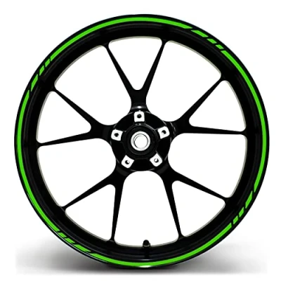 Abbildung von Felgenrandaufkleber GP Design 16 Teilig Komplett Set Finest Folia passend für 17 Zoll &amp; 16&quot; 18&quot; 19&quot; Felgen Motorrad Auto Fahrrad MR001 (Neon Grün)