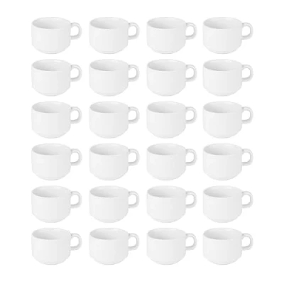 Abbildung von Olympia Athena Stapelbecher, 200 ml/7 oz (24 Stück), weißes Porzellan, Teetassen und Kaffeetassen, splitterfest, passend für Untertasse CC202, mikrowellen /spülmaschinenfest, CC200