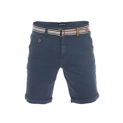 Abbildung von riverso Kurze Hosen Herren Chino Shorts Kurz mit Gürtel Regular Fit RIVKlaas Chinoshorts Bermuda Stretch, Größe:W 36, Farbe:Dark Blue (59400)